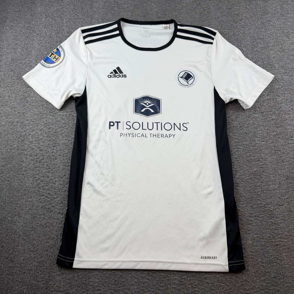 Adidas Soccer Jersey Men's XS White Tophat Soccer PT Solutions Hatters 19 CD8438